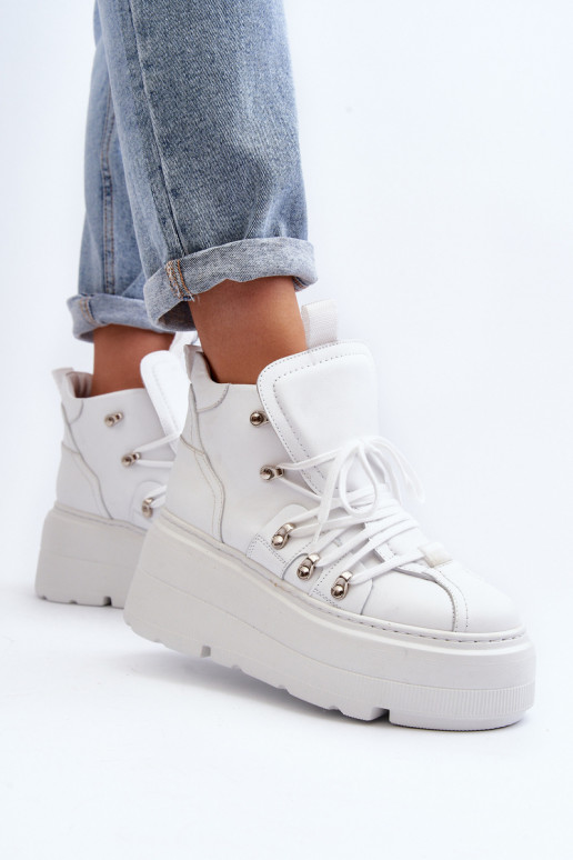 Zazoo 3416 Kožené Dámske tenisky biela farba