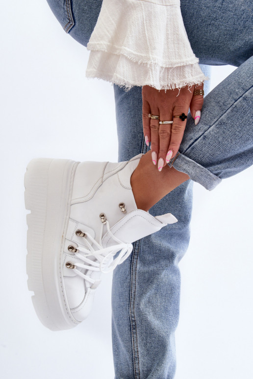 Zazoo 3416 Kožené Dámske tenisky biela farba