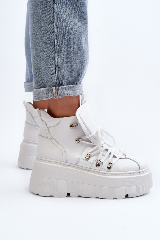 Zazoo 3416 Kožené Dámske tenisky biela farba