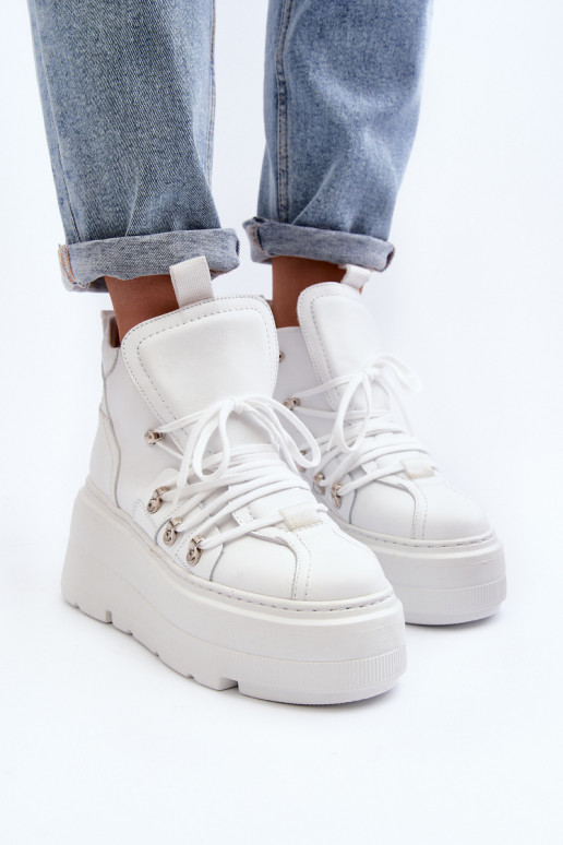 Zazoo 3416 Kožené Dámske tenisky biela farba