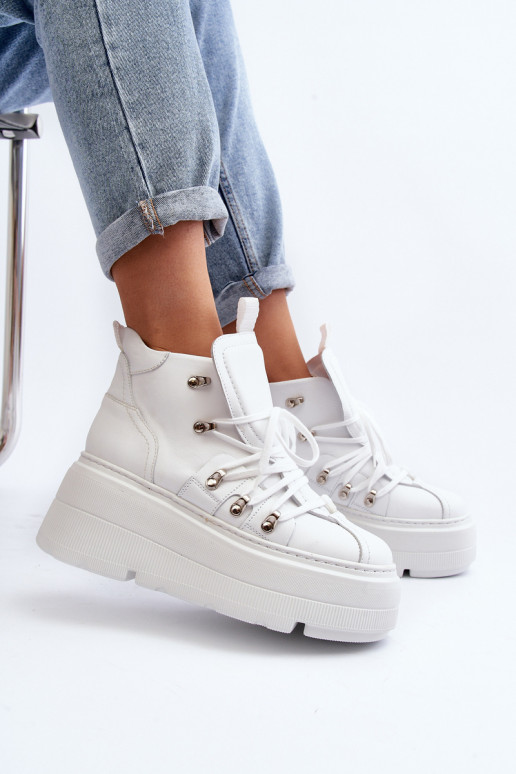 Zazoo 3416 Kožené Dámske tenisky biela farba