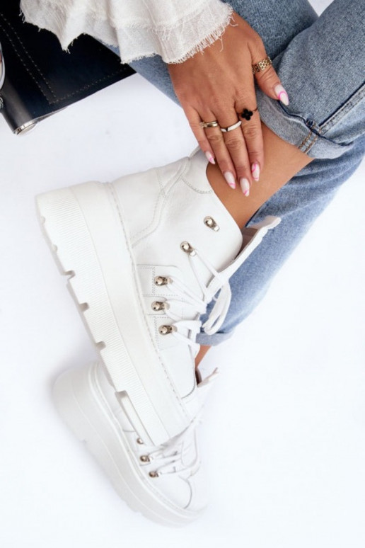 Zazoo 3416 Kožené Dámske tenisky biela farba