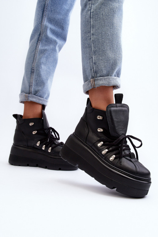 Zazoo 3416 Kožené Dámske tenisky čierna