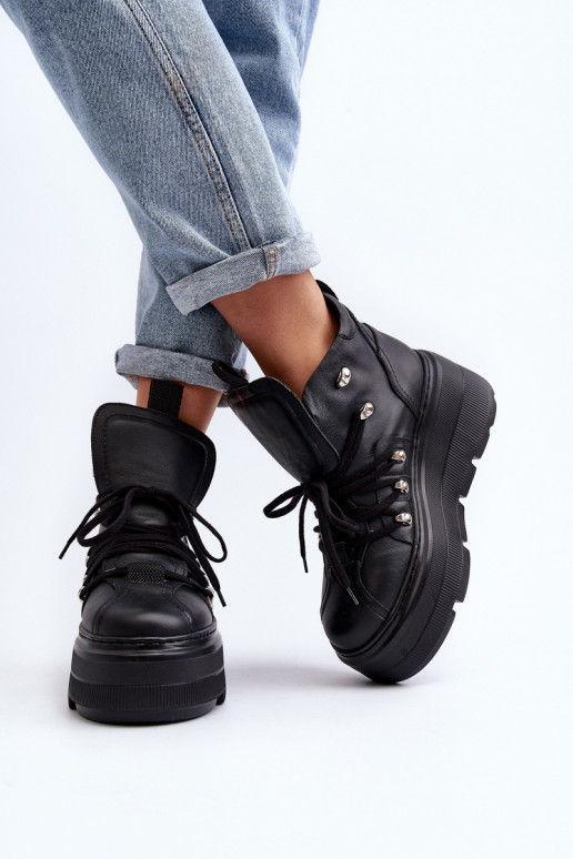 Zazoo 3416 Kožené Dámske tenisky čierna