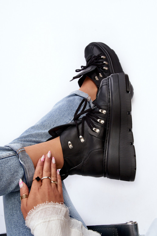 Zazoo 3416 Kožené Dámske tenisky čierna