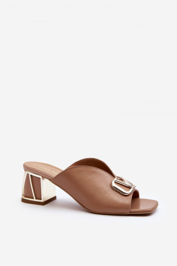 Elegantný štýl Dámske papuče s podpätkami Laura Messi 2771 béžová