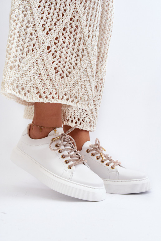 Kožené Dámske tenisky CheBello 4362 biela farba