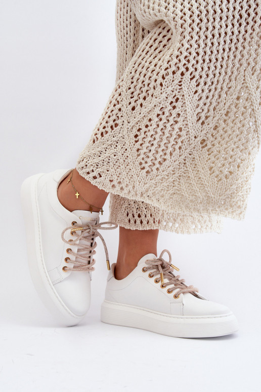 Kožené Dámske tenisky CheBello 4362 biela farba