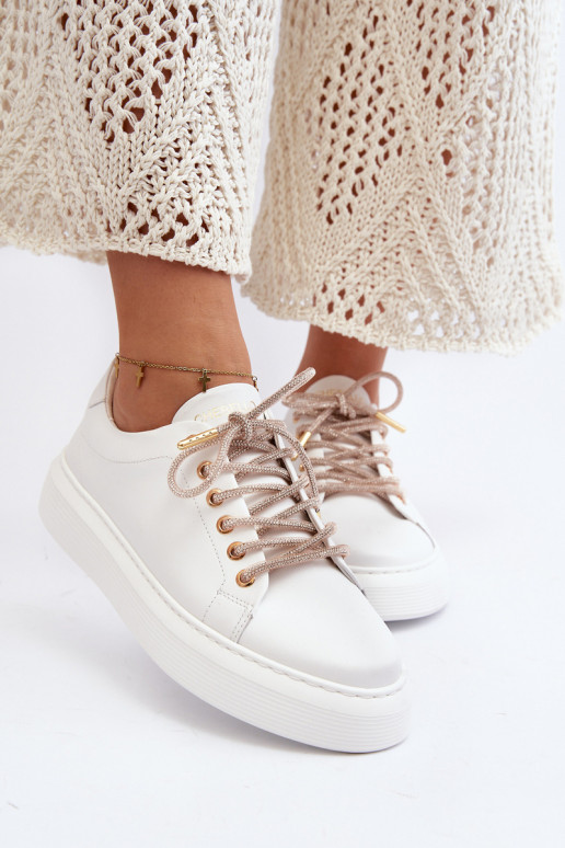 Kožené Dámske tenisky CheBello 4362 biela farba