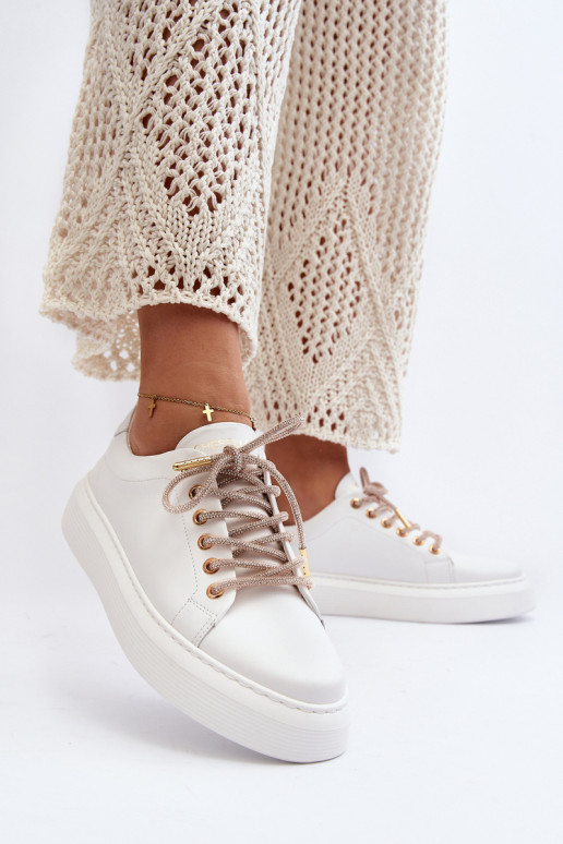 Kožené Dámske tenisky CheBello 4362 biela farba