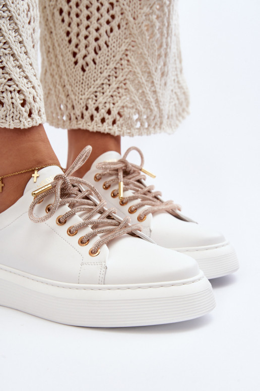 Kožené Dámske tenisky CheBello 4362 biela farba