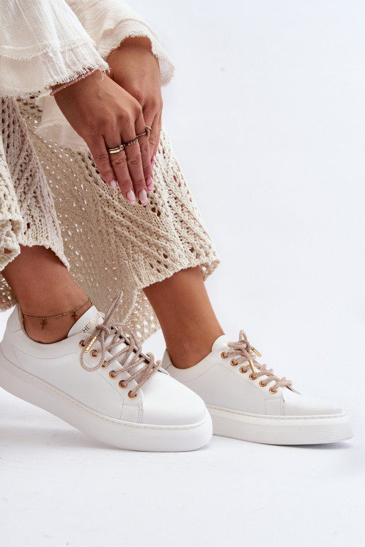 Kožené Dámske tenisky CheBello 4362 biela farba