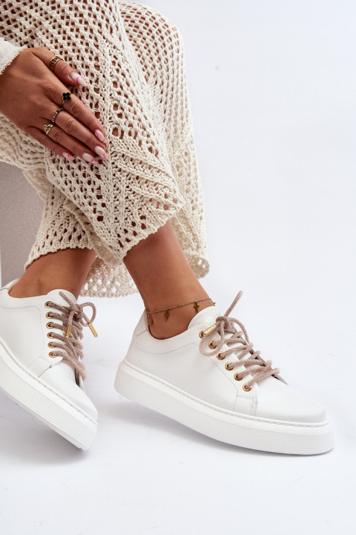 Kožené Dámske tenisky CheBello 4362 biela farba