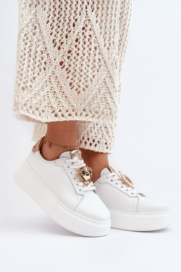 Dámske Kožené Tenisky model obuvi CheBello 4411 biela farba 2