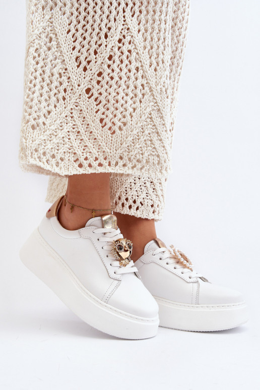 Dámske Kožené Tenisky model obuvi CheBello 4411 biela farba