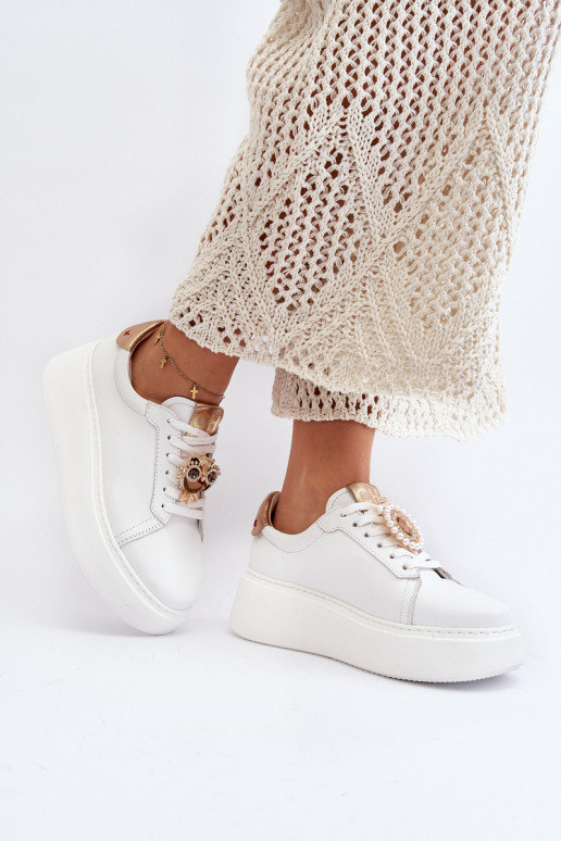 Dámske Kožené Tenisky model obuvi CheBello 4411 biela farba