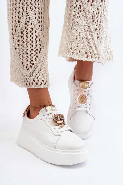 Dámske Kožené Tenisky model obuvi CheBello 4411 biela farba