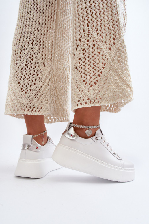 Kožené Dámske Tenisky model obuvi S náramkom CheBello 4406 biela farba