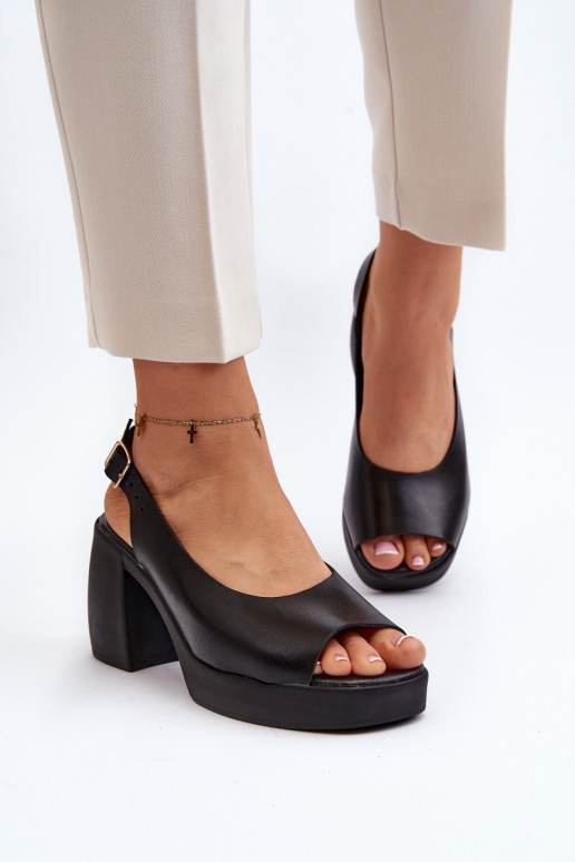 Zazoo 40376 Dámske sandále Zapnuté masívnych opätkoch čierna Zazoo 40376 Dámske sandále Zapnuté masívnych opätkoch čierna