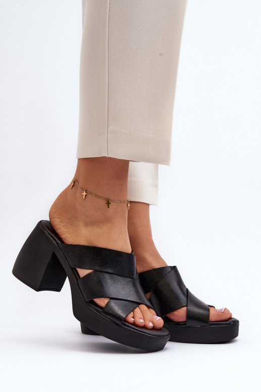 Zazoo 40373 Kožené papuče Zapnuté Klocku čierna Zazoo 40373 Kožené papuče Zapnuté Klocku čierna