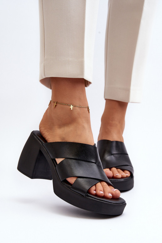 Zazoo 40373 Kožené papuče Zapnuté Klocku čierna Zazoo 40373 Kožené papuče Zapnuté Klocku čierna