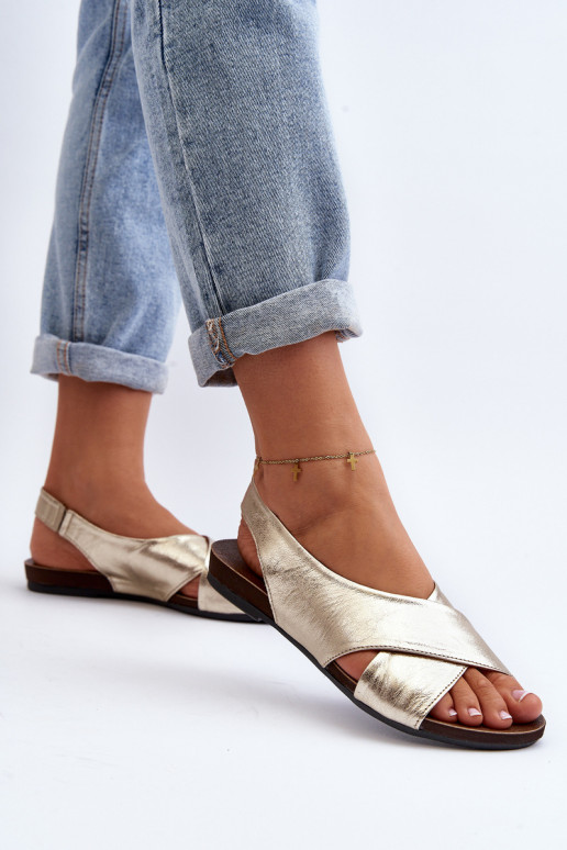 Zazoo 40407 sandále Kožené Dámske zlatej farby Zazoo 40407 sandále Kožené Dámske zlatej farby