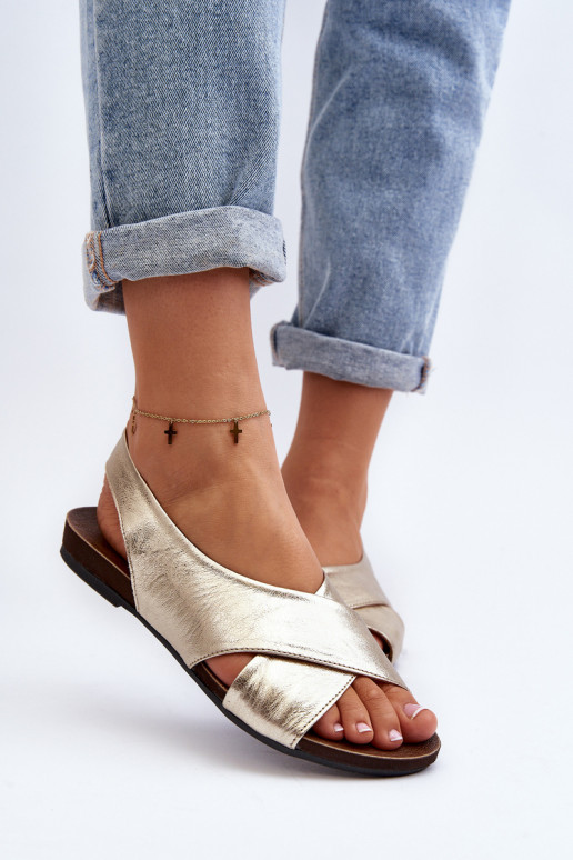 Zazoo 40407 sandále Kožené Dámske zlatej farby Zazoo 40407 sandále Kožené Dámske zlatej farby