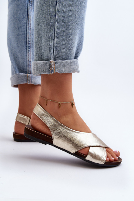 Zazoo 40407 sandále Kožené Dámske zlatej farby Zazoo 40407 sandále Kožené Dámske zlatej farby