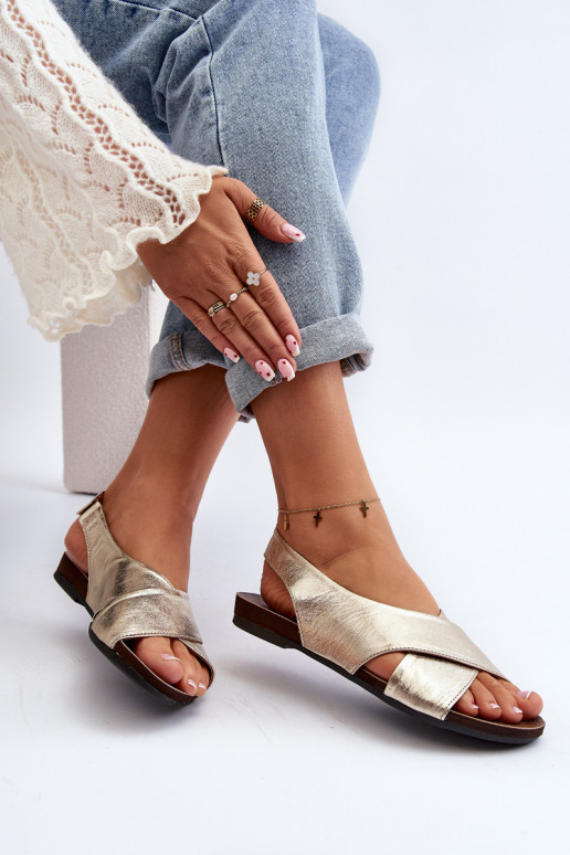 Zazoo 40407 sandále Kožené Dámske zlatej farby Zazoo 40407 sandále Kožené Dámske zlatej farby