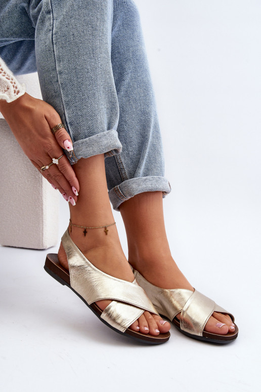 Zazoo 40407 sandále Kožené Dámske zlatej farby Zazoo 40407 sandále Kožené Dámske zlatej farby