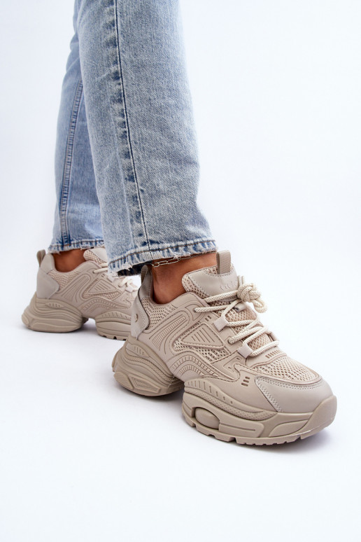 Tenisky model obuvi s trendovou masívnou podrážkou GOE NN2N4046 béžová Tenisky model obuvi s trendovou masívnou podrážkou GOE NN2N4046 béžová