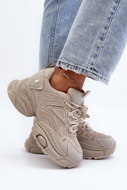 Tenisky model obuvi s trendovou masívnou podrážkou GOE NN2N4046 béžová Tenisky model obuvi s trendovou masívnou podrážkou GOE NN2N4046 béžová