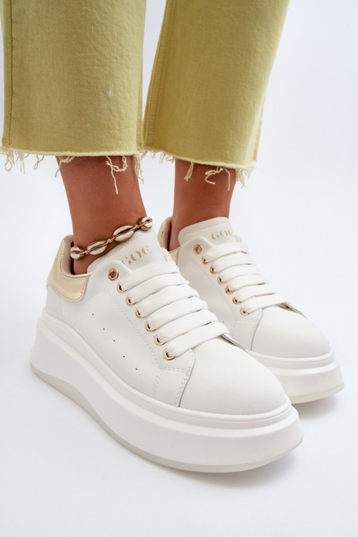 Kožené Tenisky model obuvi Dámske GOE NN2N4031 biela farba