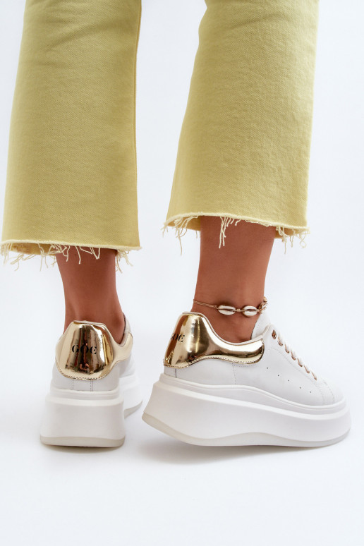 Kožené Tenisky model obuvi Dámske GOE NN2N4031 biela farba