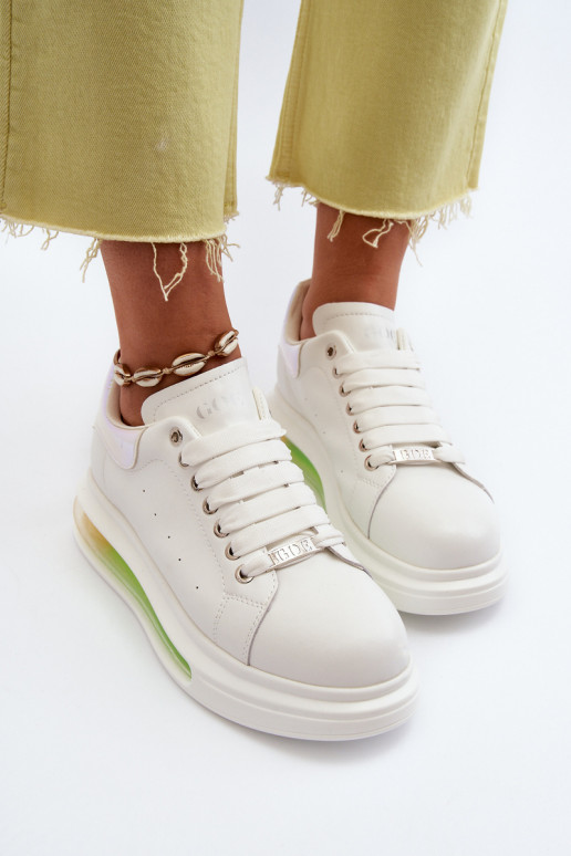 Tenisky model obuvi Dámske Kožené GOE NN2N4029 biela farba Tenisky model obuvi Dámske Kožené GOE NN2N4029 biela farba