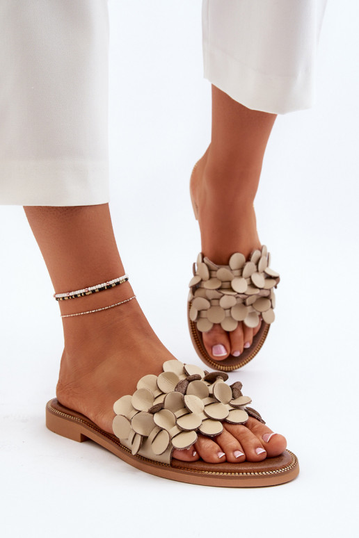 Zazoo 40381 Dámske Kožené papuče so širokými podpätkami béžová Zazoo 40381 Dámske Kožené papuče so širokými podpätkami béžová