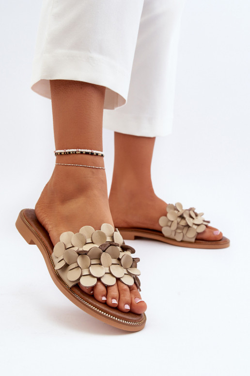 Zazoo 40381 Dámske Kožené papuče so širokými podpätkami béžová Zazoo 40381 Dámske Kožené papuče so širokými podpätkami béžová