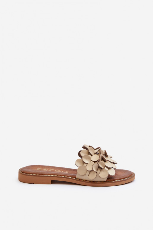 Zazoo 40381 Dámske Kožené papuče so širokými podpätkami béžová Zazoo 40381 Dámske Kožené papuče so širokými podpätkami béžová