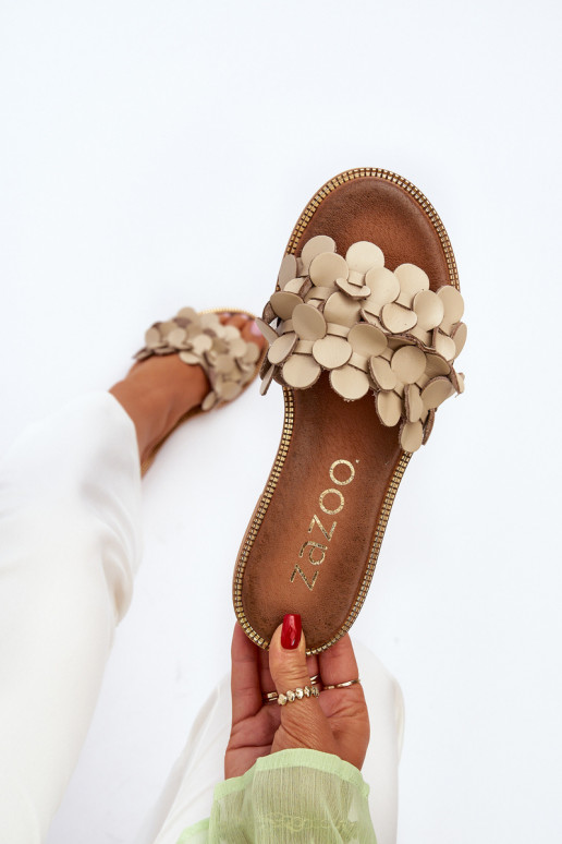 Zazoo 40381 Dámske Kožené papuče so širokými podpätkami béžová Zazoo 40381 Dámske Kožené papuče so širokými podpätkami béžová