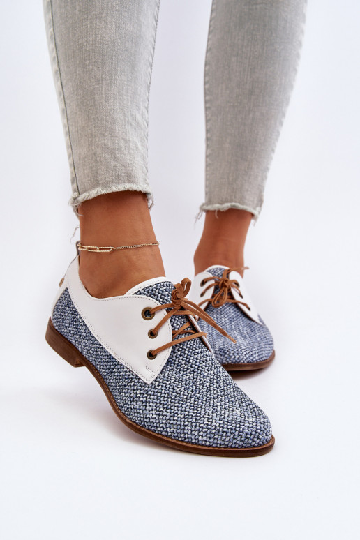 Kožené topánky Dámske so širokými podpätkami Máciejka 06461-17 Modrá Kožené topánky Dámske so širokými podpätkami Máciejka 06461-17 Modrá