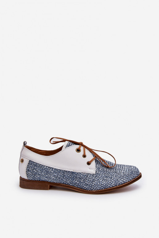 Kožené topánky Dámske so širokými podpätkami Máciejka 06461-17 Modrá Kožené topánky Dámske so širokými podpätkami Máciejka 06461-17 Modrá