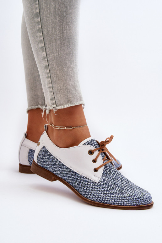 Kožené topánky Dámske so širokými podpätkami Máciejka 06461-17 Modrá Kožené topánky Dámske so širokými podpätkami Máciejka 06461-17 Modrá