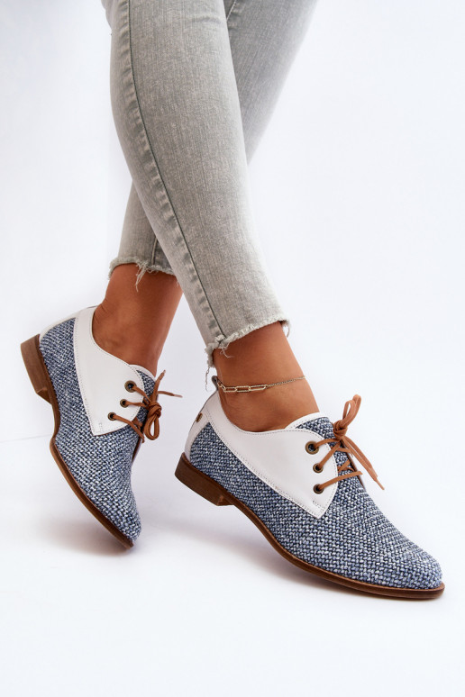 Kožené topánky Dámske so širokými podpätkami Máciejka 06461-17 Modrá Kožené topánky Dámske so širokými podpätkami Máciejka 06461-17 Modrá