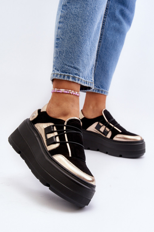 Zazoo 1833 Tenisky model obuvi Dámske Kožené s trendovou masívnou podrážkou čierna Zazoo 1833 Tenisky model obuvi Dámske Kožené s trendovou masívnou podrážkou čierna