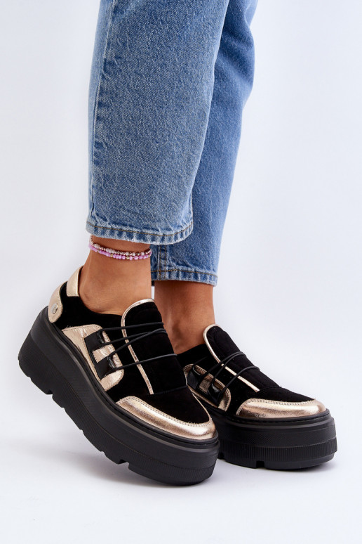 Zazoo 1833 Tenisky model obuvi Dámske Kožené s trendovou masívnou podrážkou čierna Zazoo 1833 Tenisky model obuvi Dámske Kožené s trendovou masívnou podrážkou čierna