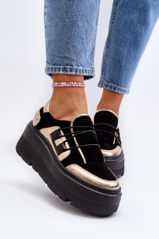 Zazoo 1833 Tenisky model obuvi Dámske Kožené s trendovou masívnou podrážkou čierna Zazoo 1833 Tenisky model obuvi Dámske Kožené s trendovou masívnou podrážkou čierna