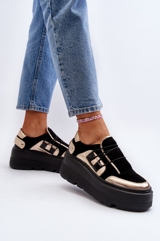 Zazoo 1833 Tenisky model obuvi Dámske Kožené s trendovou masívnou podrážkou čierna Zazoo 1833 Tenisky model obuvi Dámske Kožené s trendovou masívnou podrážkou čierna