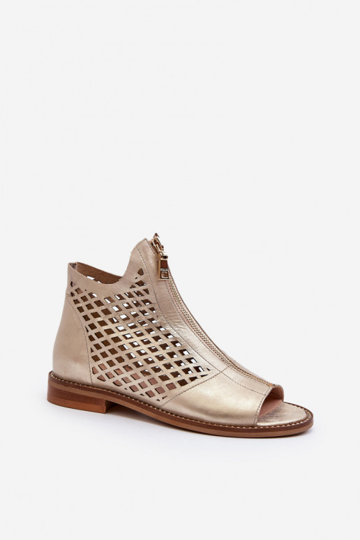 Zazoo 977/L Kožené Prelamované sandále Zapnuté Hrad zlatej farby