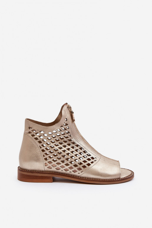 Zazoo 977/L Kožené Prelamované sandále Zapnuté Hrad zlatej farby