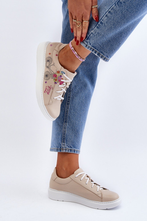Zazoo 024/TAMARA Dámske Tenisky model obuvi Kožené béžová Zazoo 024/TAMARA Dámske Tenisky model obuvi Kožené béžová